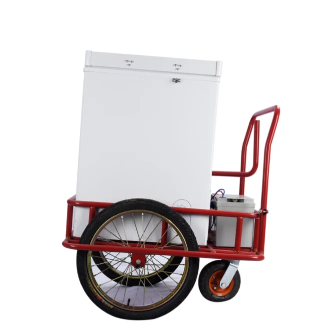 108l冰淇淋dc太阳能冰柜电池推车独轮车
