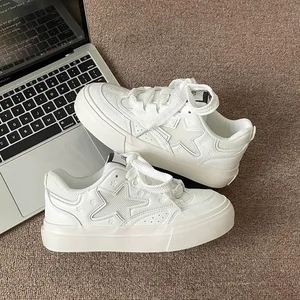 Ladies' New Trendy Spring/Summer Collection Versatile Thick Soled Niche Breathable Mesh White Shoes Walking Shoes