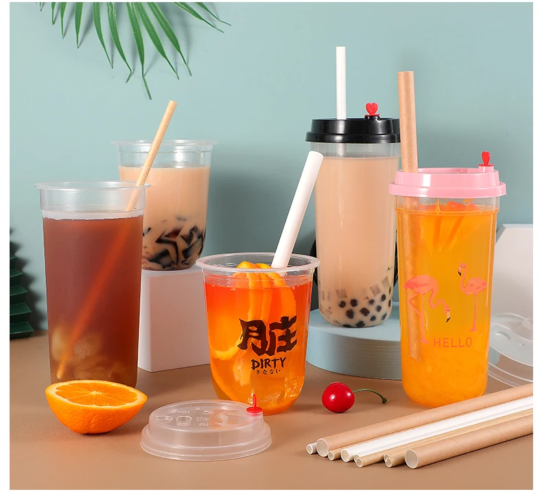 Plastic bubble tea smoothie milkshake boba drinking disposable straws supplier