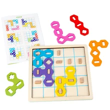 Wholesale wooden puzzle logic thinking game colorful block creative educational toys