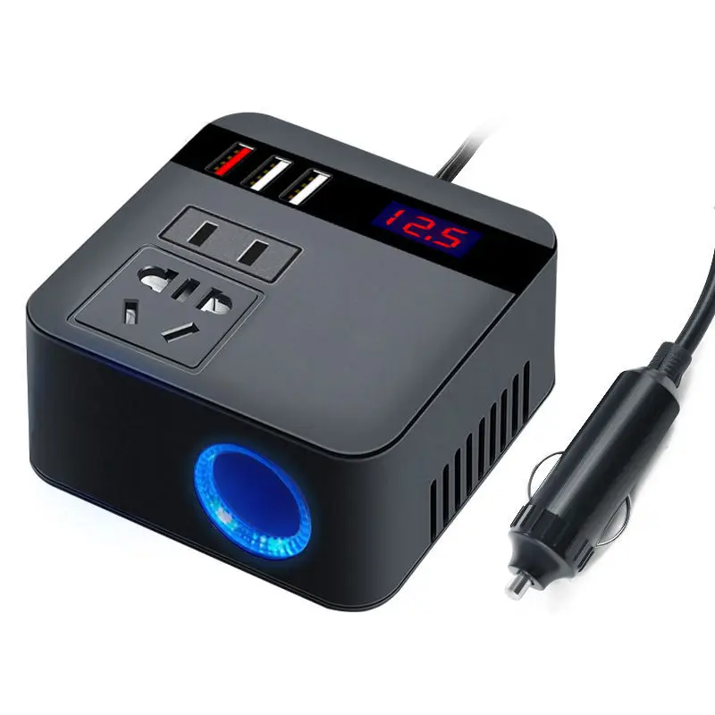 24v cigarette lighter inverter 12V/24V DC to AC 220V Car Auto Power Converter Z3H0 Adaptor Plug J6E7 charging ports Car Inverter 150W 12V/24V DC