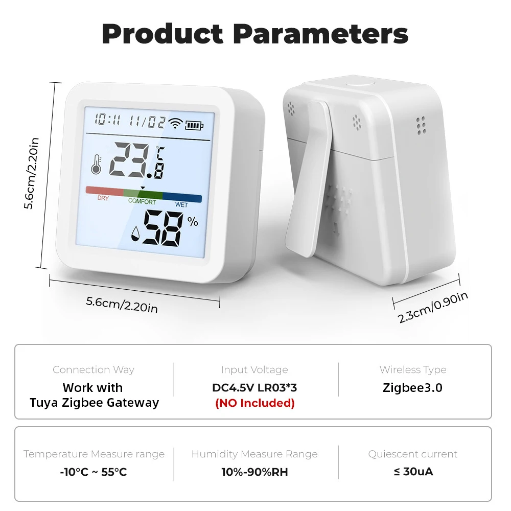 Achetez en gros Tuya Smart App Zigbee Capteur De Température Et D'humidité  Pour Gateway Zigbee Thermomètre Hygromètre Avec Affichage Chine et Capteur  De Zigbee à 18 USD