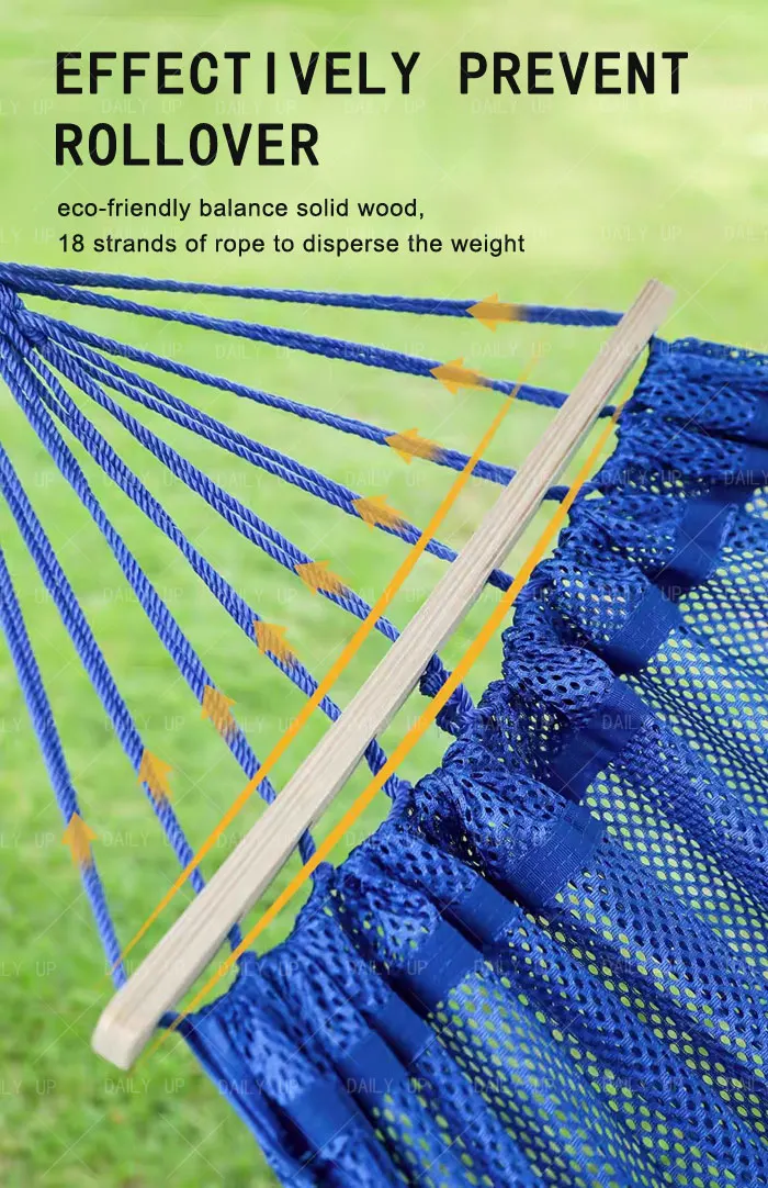 Portable Double Camping Hammock With Balance Beams Enlarged Lightweight Mesh Fabric Hammock For Outdoor Picnic Hiking Trip