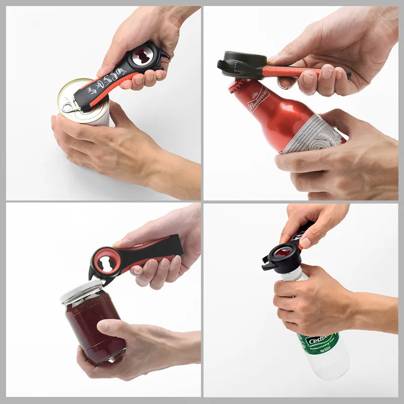5 in 1 Multi Function Stainless Steel Plastic Can Jar Bottle Open Can Opener Beer Good Kitchen Tool Tools