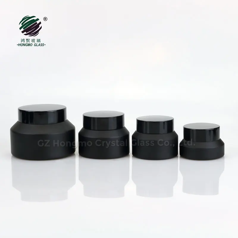 60ml 125ml 200ml matte black slant shoulder glass cosmetic lotion pump bottles 100g glass cream jars container <span style=