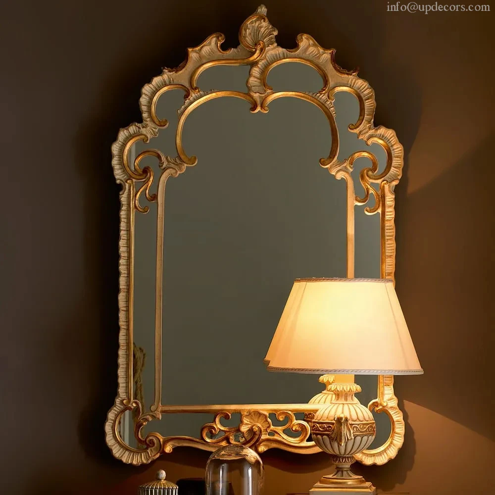 Factory Direct Sell Italian Rustic Design Wall Mirror Console Table Round Mirrors With Light for Bedrooms