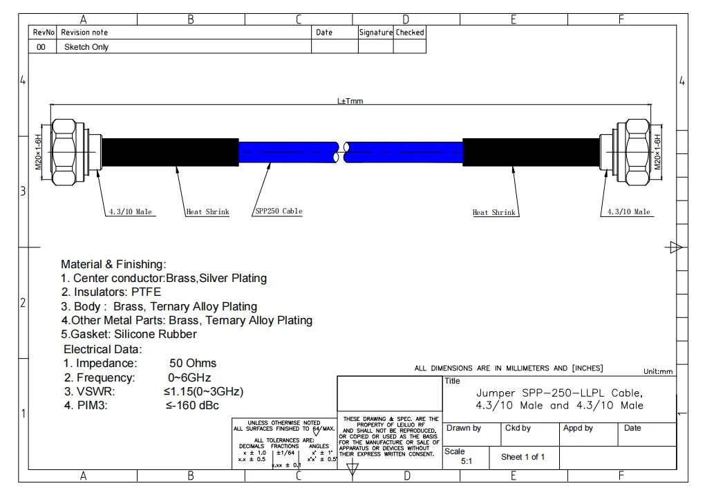 product low pim rf cable assembly 43 10 male to 43 10 male for 250 cable-2