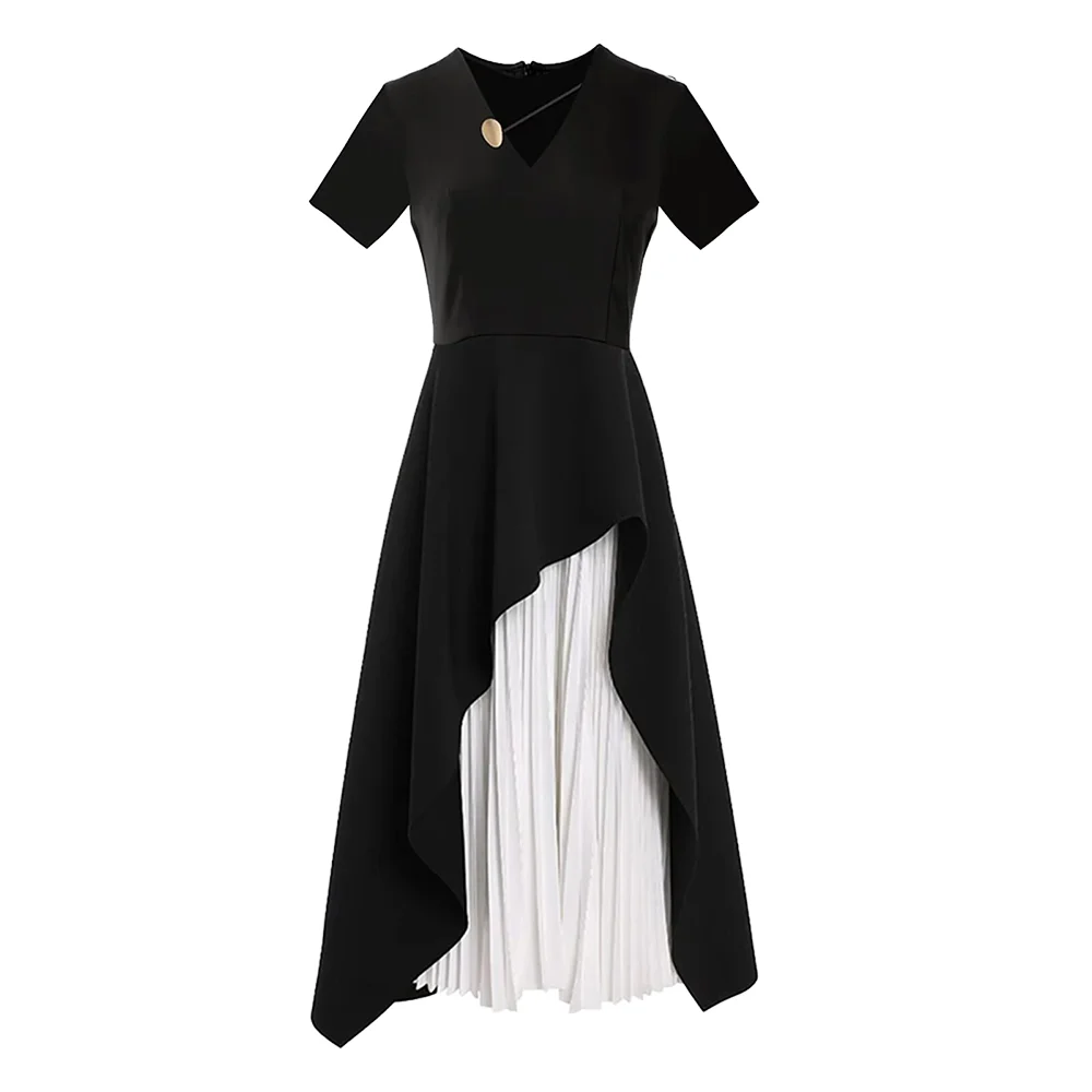 heels for black dresses Black And White Drop Waist Verity Midi Dress main image 0