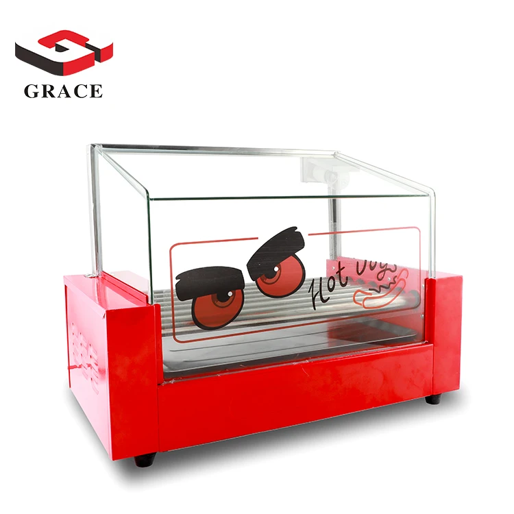 New Stainless Steel Hot Dog Commercial 7 Rollers Snack Equipment Red Electric Automatic Making Machine