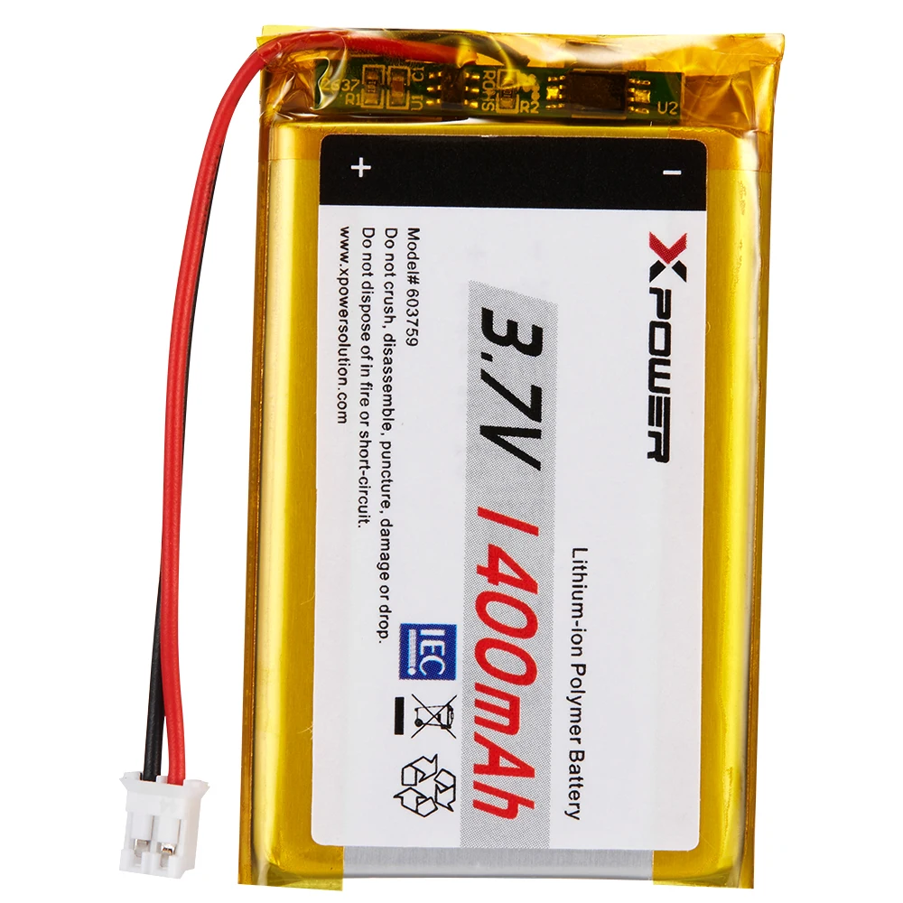 3.7v 1400mah Fast Charge Lithium Polymer Battery For Vehicle Monitoring Device