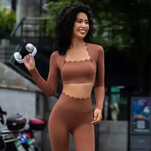 Custom Logo GYM Fitness Wear Sexy Long Sleeve Top Sport Bra for Women Bra Yoga Pants Leggings Yoga Set