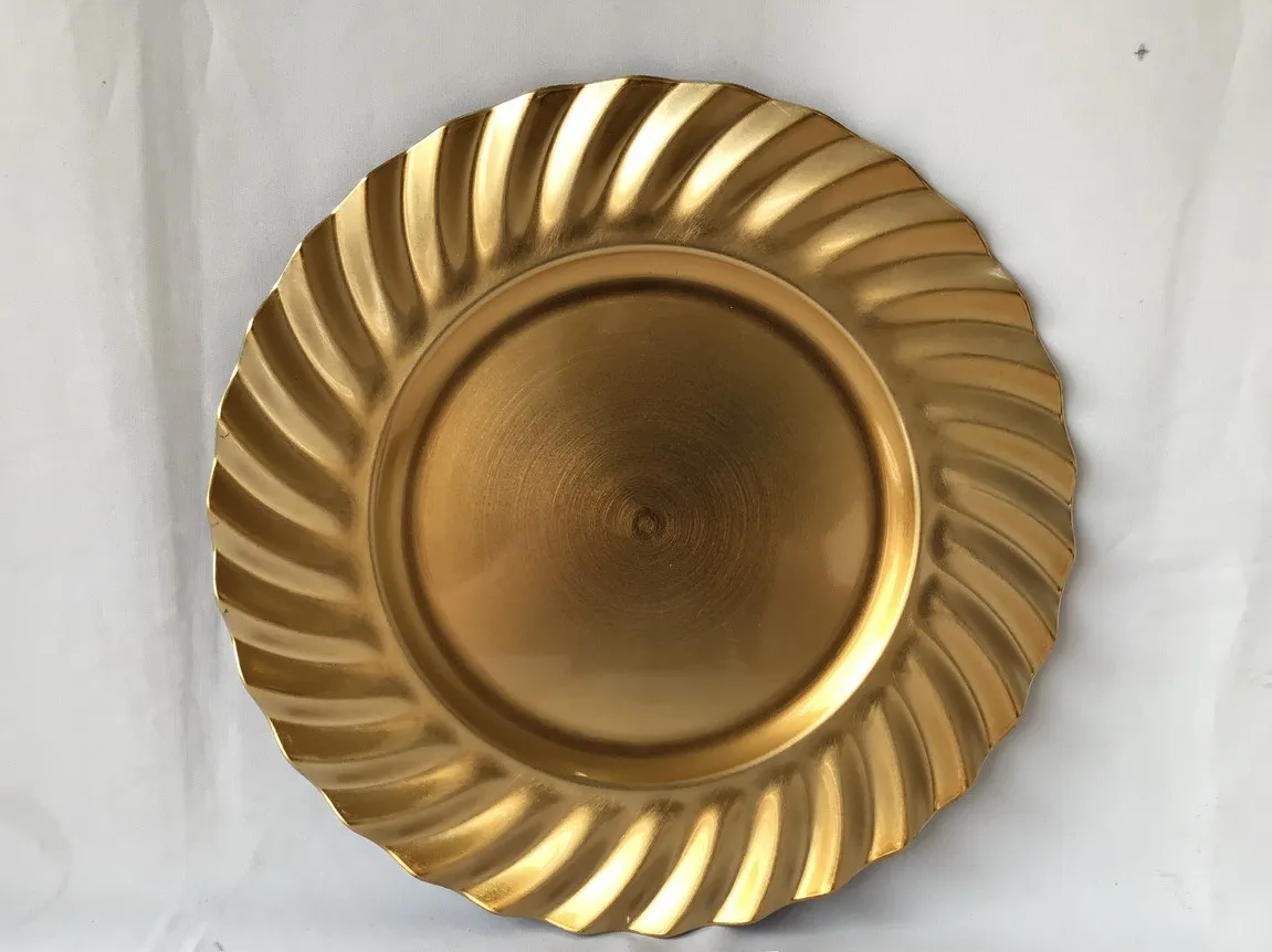 Wholesale Round Plastic Charger Plates Luxury dinnerware fancy decorative plastic charger plates for table decorations