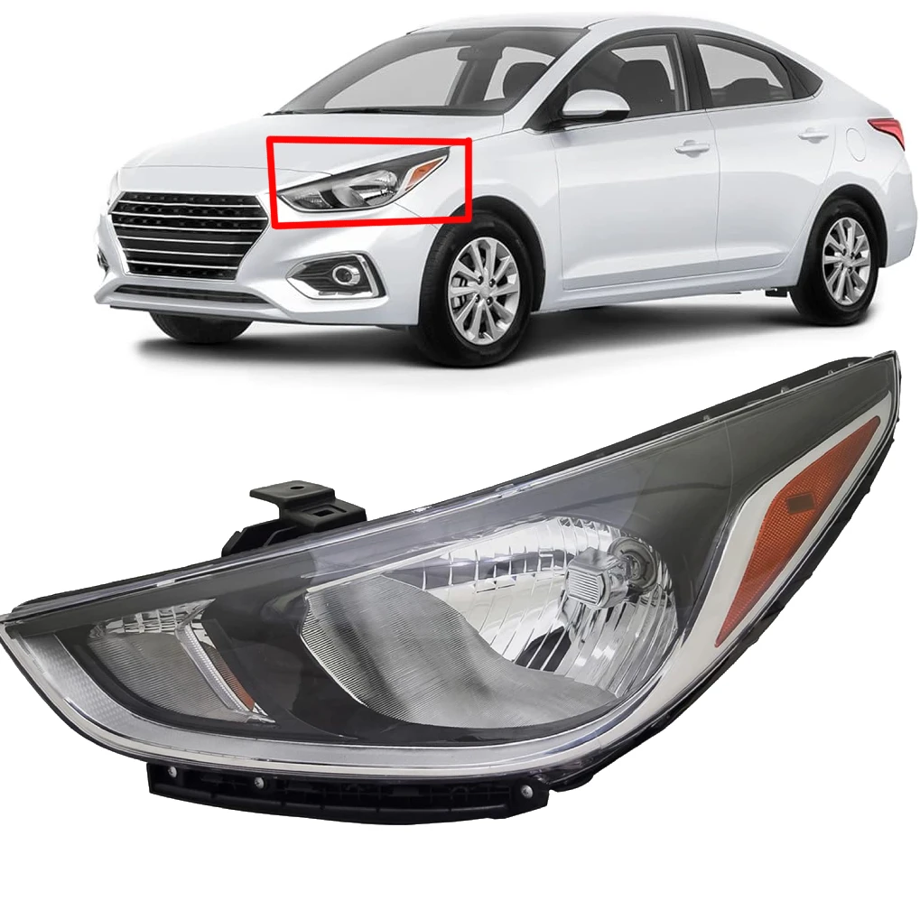 car Headlamp Assembly With Bulbs Halogen Headlight For Hyundai Accent 2018 2019 2020 2021