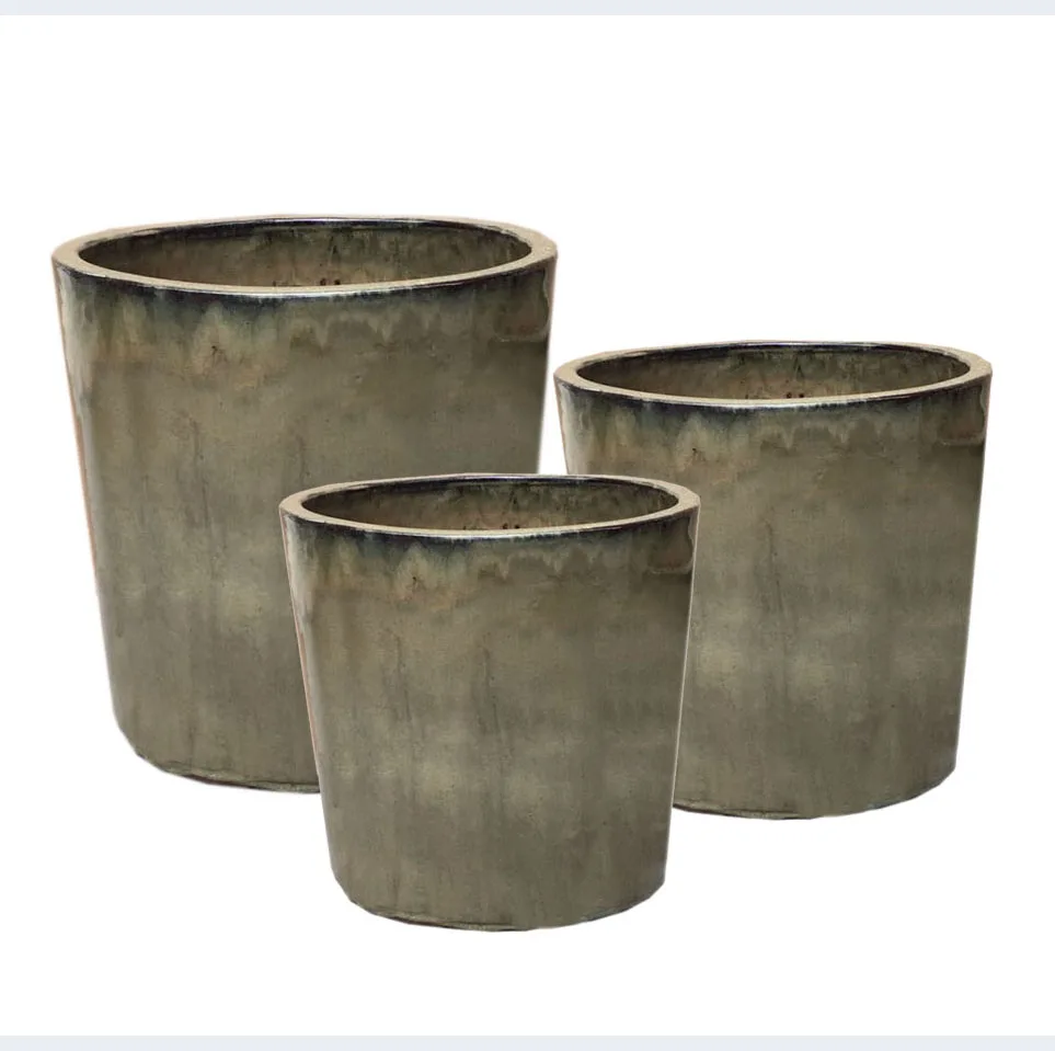 Big Atlantic Tree-Shaped Ceramic Flower Pot Flowing Glaze Planter for Outdoor Garden Bonsai Pottery Enthusiasts Floor Usage