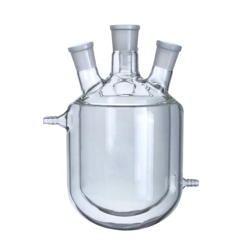 Три-рубашкой реакции бутылка с двойным слоем реактор покрытый кожухом стеклянный системой