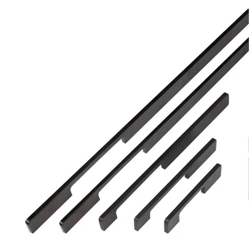 Long Matte Black Aluminum Alloy Pulls Dresser Drawer Profile Handle Kitchen Cabinet Wardrobe Door Handles for Furniture