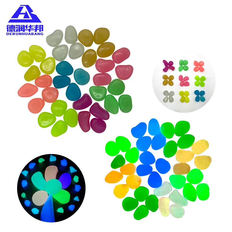 Huabang glowing pebble  glowing stone  luminous pebbles blue artificial resin glowing stone green color