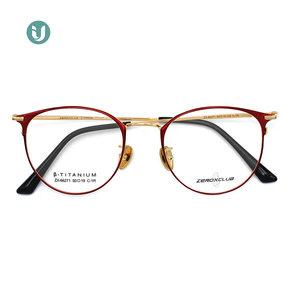 Kazu 66271 Round Wire Frame Titanium Glasses Optics Glass Frames