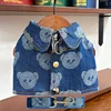 576 fascia toracica in denim con testa d'orso