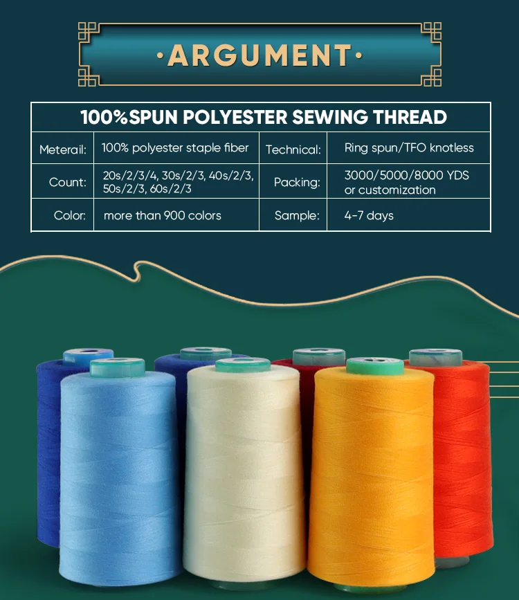 Best Quality 100 Spun Polyester Sewing Thread 50/2 30/1 5000y For