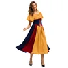0819 Yellow Dress with Waist Belt and Ribbon