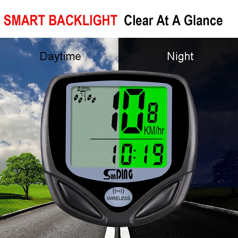 Multi Function Digital  Bicycle Speed Meter Waterproof Wireless Bicycle Computer LCD with Back Light for Mountain Bike