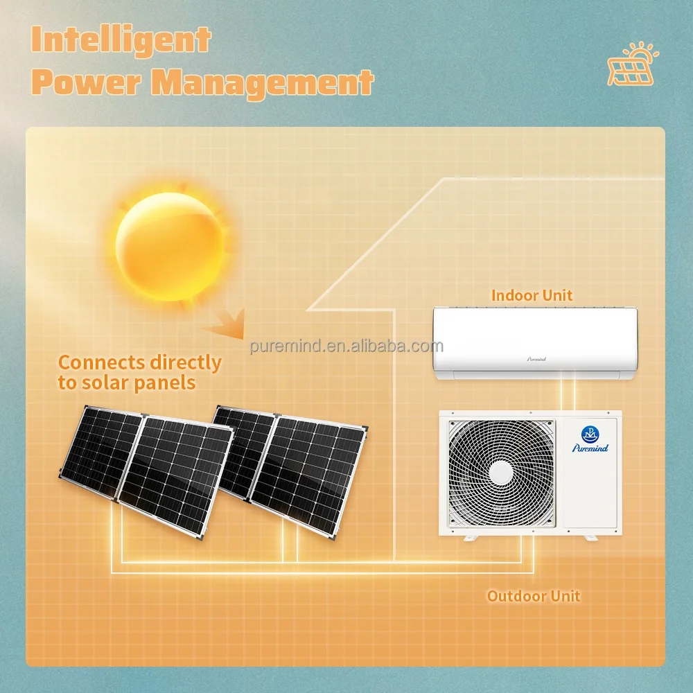 Puremind Solar Air Conditioner Off Grid 9000Btu 12000Btu Solar Powered Air Conditioning System Inverter Cooling Heating Wifi App