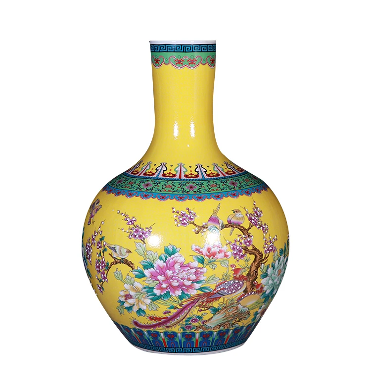 1053  中国　景泰藍　七宝　琺瑯　花瓶　2客　時代物 1053 中国 景泰藍 七宝 琺瑯 花瓶 2客 時代物