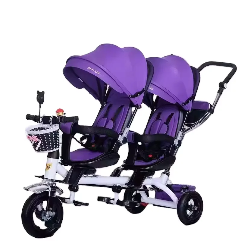 Triciclo Per Bambini 1-4 Anni - TOBI FREY - Colore Grigio - Girevole - Ruote Pompate + Spingitore | SPORT E RICREAZIONE  Biciclette  Tricicli - 2