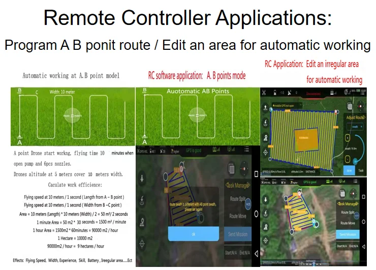 Yuanmu GF-30 30L Agriculture Drone, remote controller applications: A B point model RC sotware application: A. B point