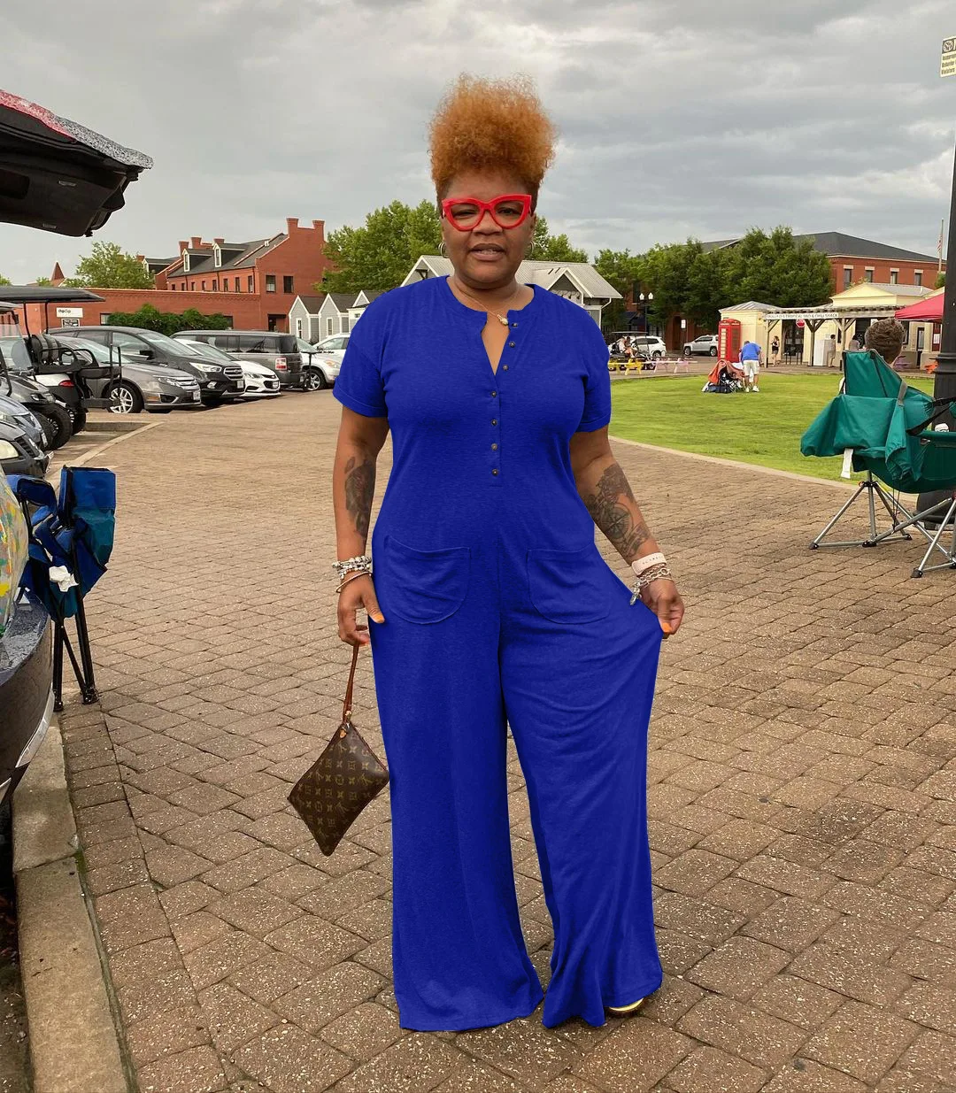 Solid Casual Plus Size Summer Jumpsuit With Pocket Fashion Button Womens  Jumpsuits Playsuits Palazzo Jumpsuit Elegant Plus