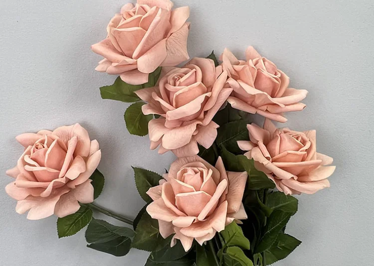 Wholesale Large Artificial Roses Dusty Rose Flower 12cm Real Touch Silk