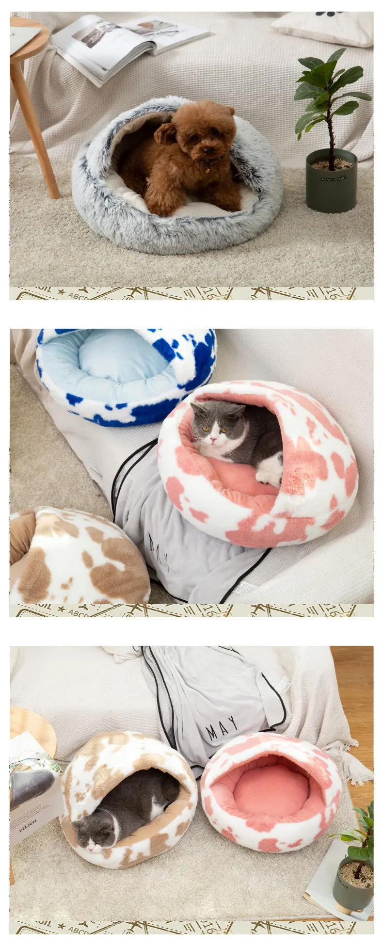 Wholesale Custom Fabric Small Round Luxurious Calming Washable Faux Fur