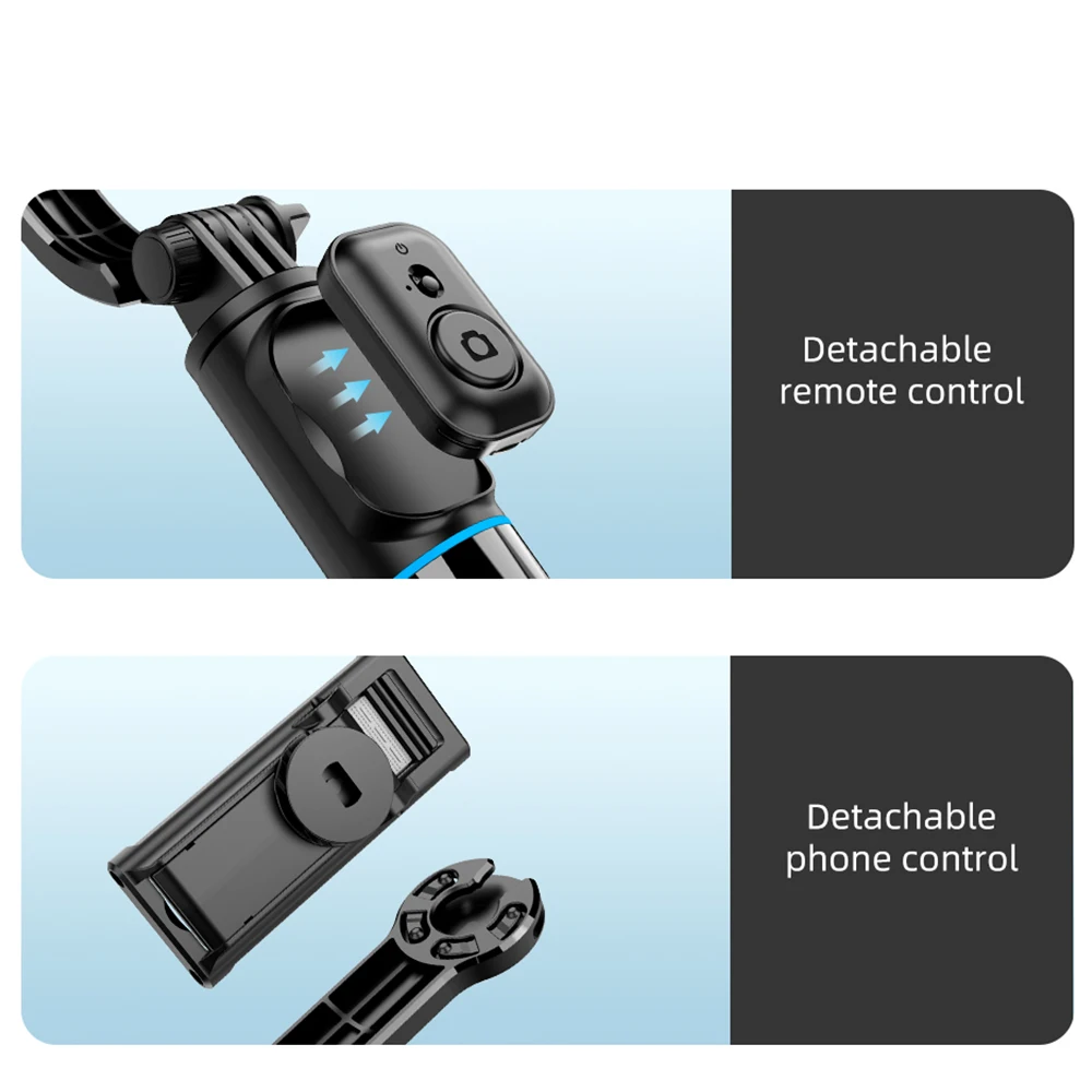 C01 Detachable Phone Clip Remote Control Mini Selfie Stick Tripod Extended Length 1060mm Mobile Phone Holder Rotatable