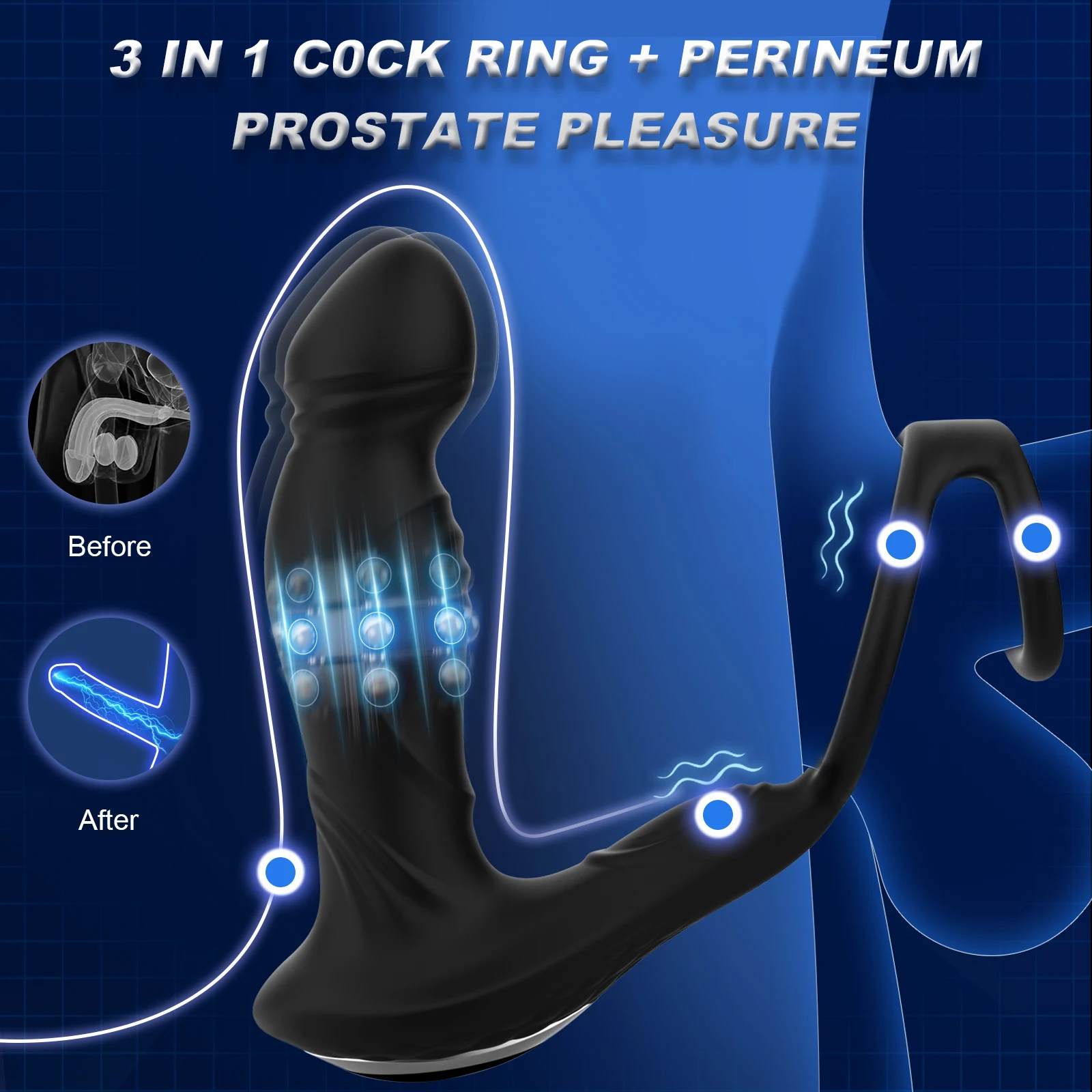 APP Control Soft Silicone Skin-friendly Adult Product Gay Anus Toys 9 Vibration Modes Anal Butt Plug Vibrator Cock Rings