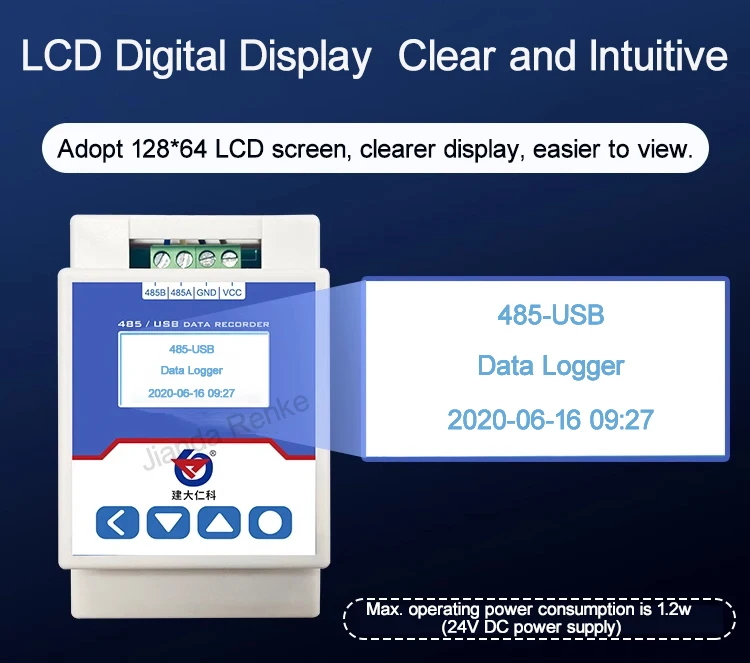 Small Size Low Power Rail 485USB Recorder Smart Digital ModBus RS485 to USB Data Logger