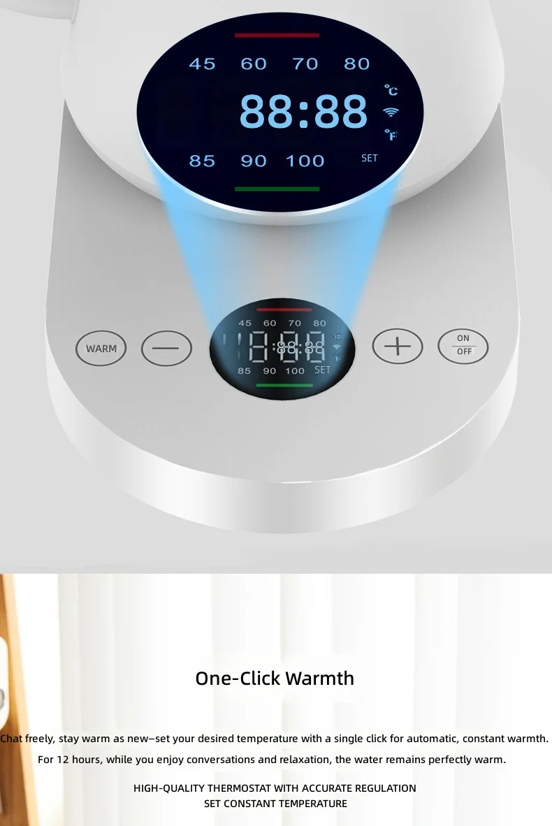 RSC Wholesale Smart Wi-Fi Temperature-Controlled Coffee Kettle Touchscreen 304 Stainless Steel Electric Kettle K025 H2c6b24435d5c44b7ae161634b0527326Y