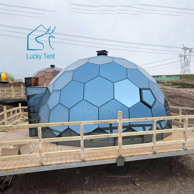 High Quality Hexagon Glass  Dome House Geodesic Glass Dome Tent Kit for Glamping Resort Hotel