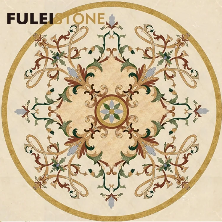 Water Jet Marble Medallion Tiles Inlay Flooring Designs For Luxury