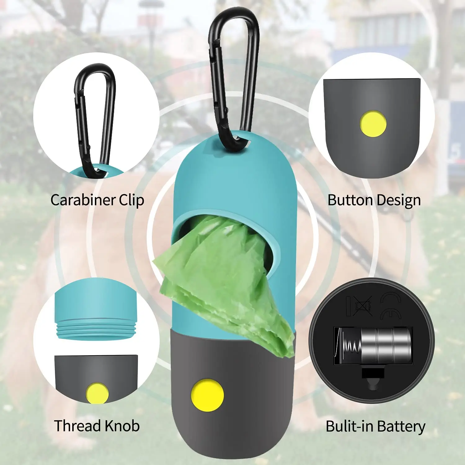 Built-in Led Flashlight For Walking Pet At Night Pet Waste Bags Holder ...