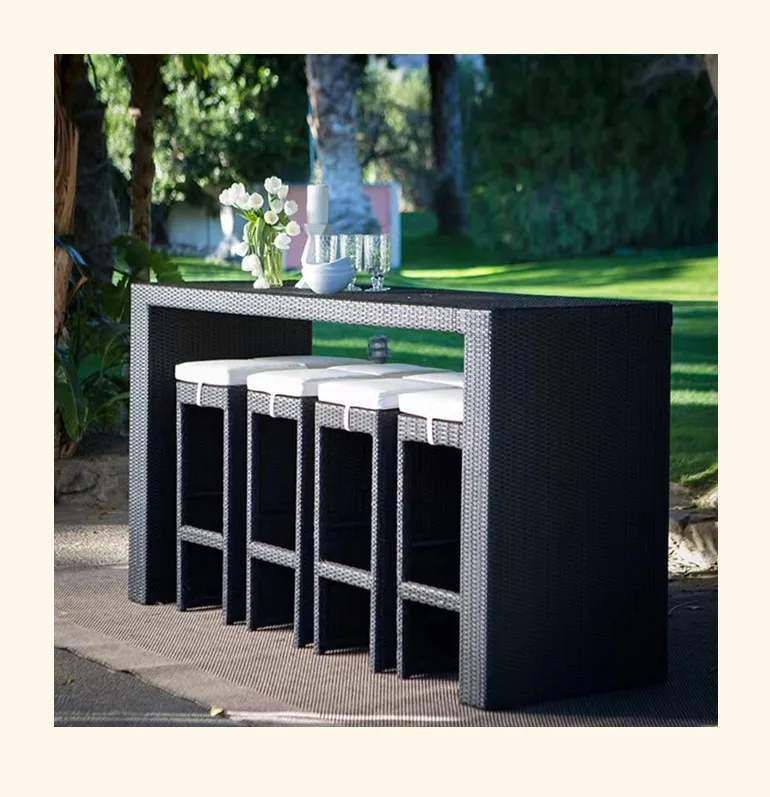 Outdoor Furniture China Rattan Table Wicker Bar Dining Patio Furniture