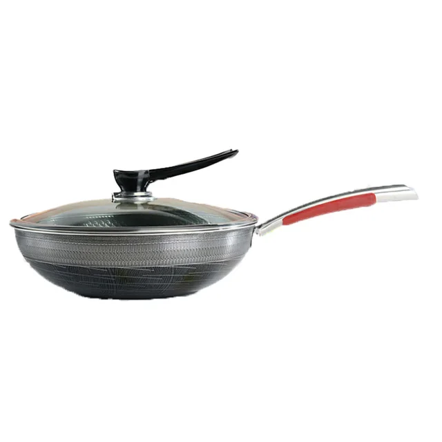 Wholesale high quality 316 stainless steel chinese wok pan large honeycomb frying pan