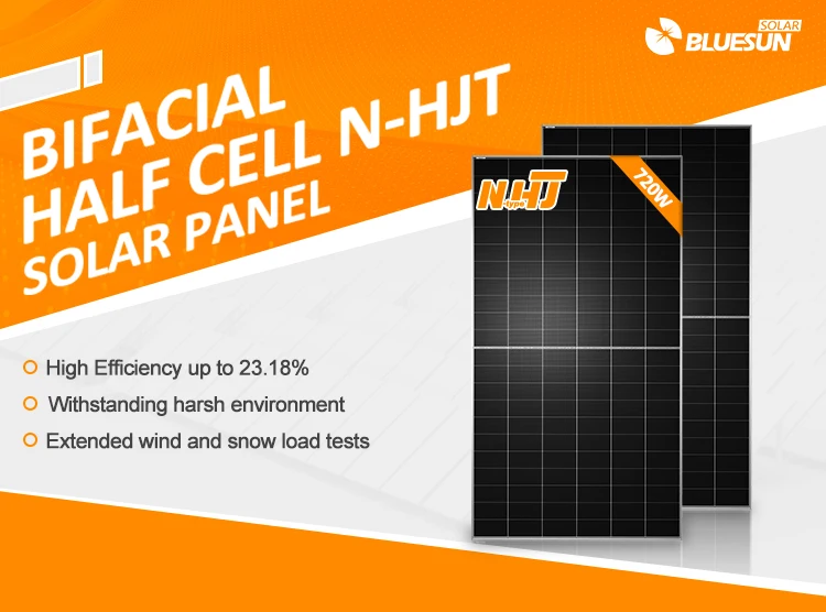 Bluesun 720W Solar Panels - Efficient Bifacial HJT Cells