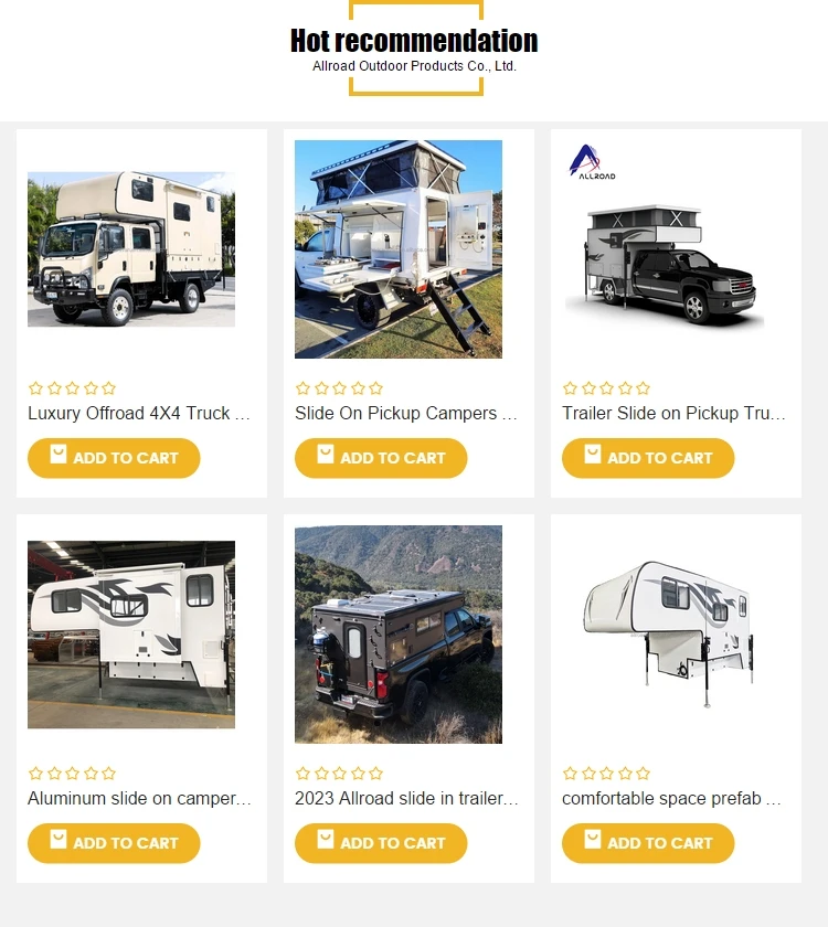 Flatbed Overland 4x4 Mid Truck Camper Trailer Picup Module Pop It Slide