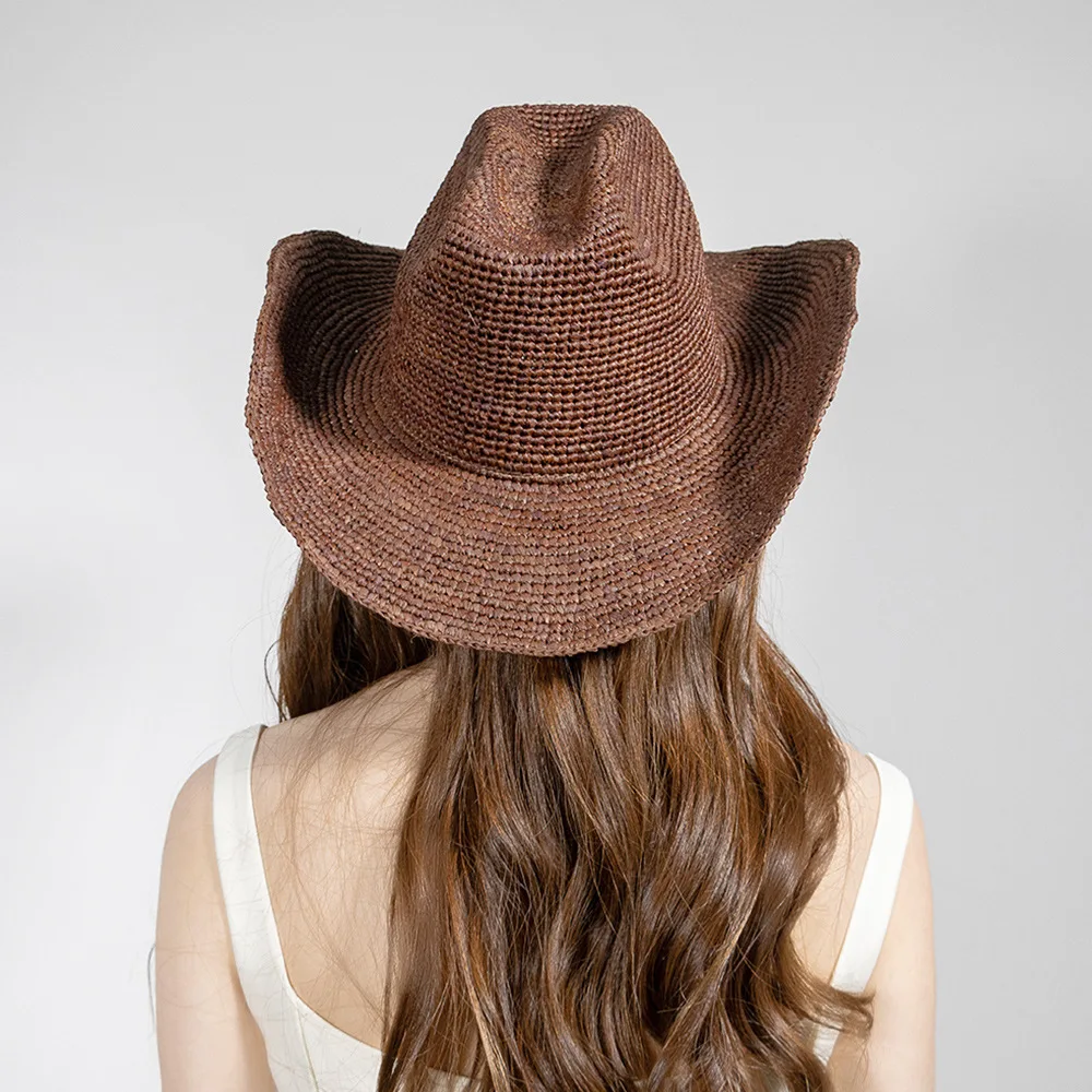 Hand Made Raffia Straw Western Cowboy Hat - Fashion & Sun  display picture 2