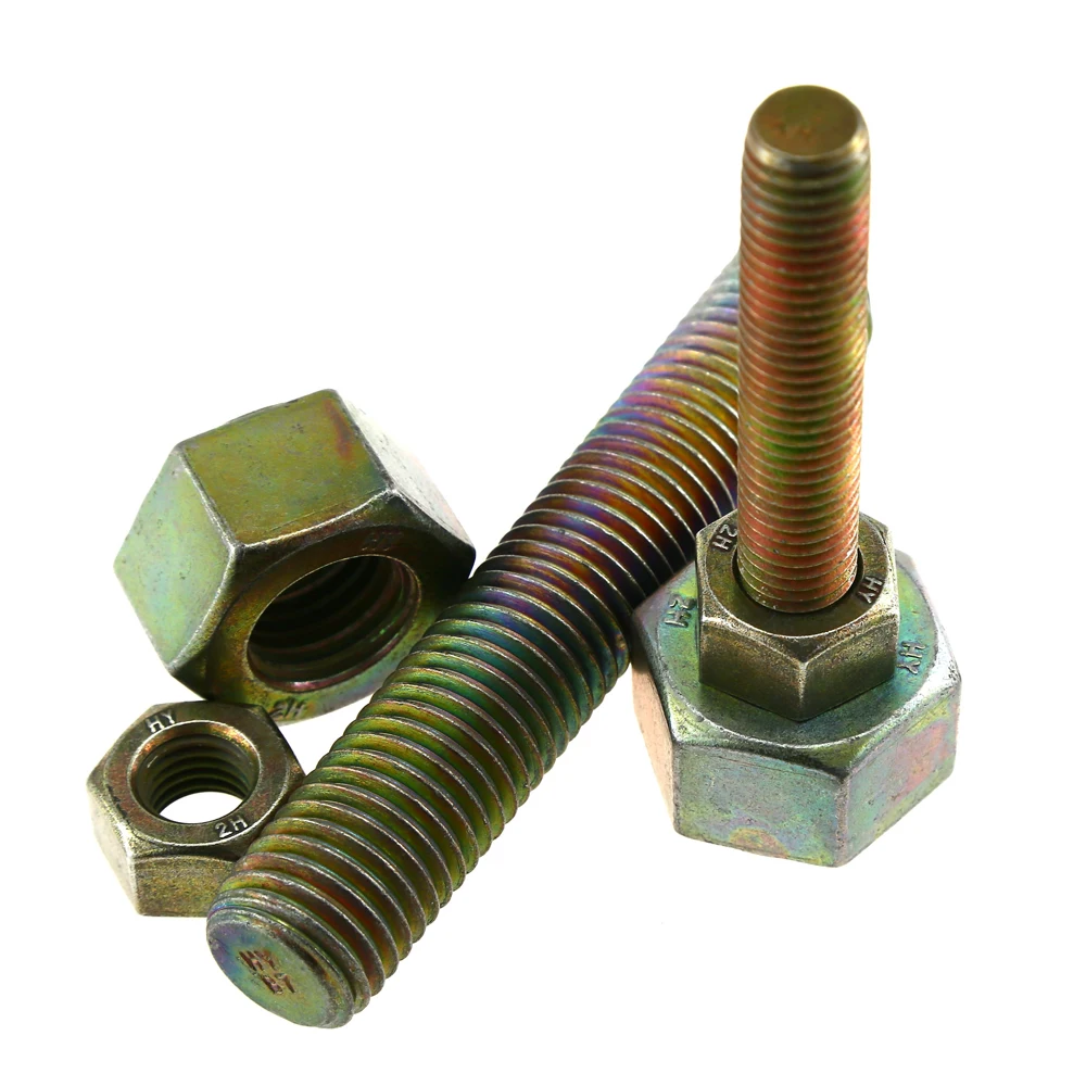 Zn-Ni Coating A193 B16 Stud Bolt and ASTM A194 Hex Nuts Zinc Nickel Coated