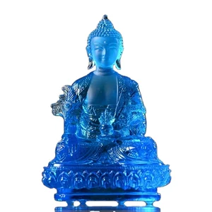 1pc Liuli Medicine Buddha Bodhisattva Crystal H12cm Buddhism Fengshui Home Ornament
