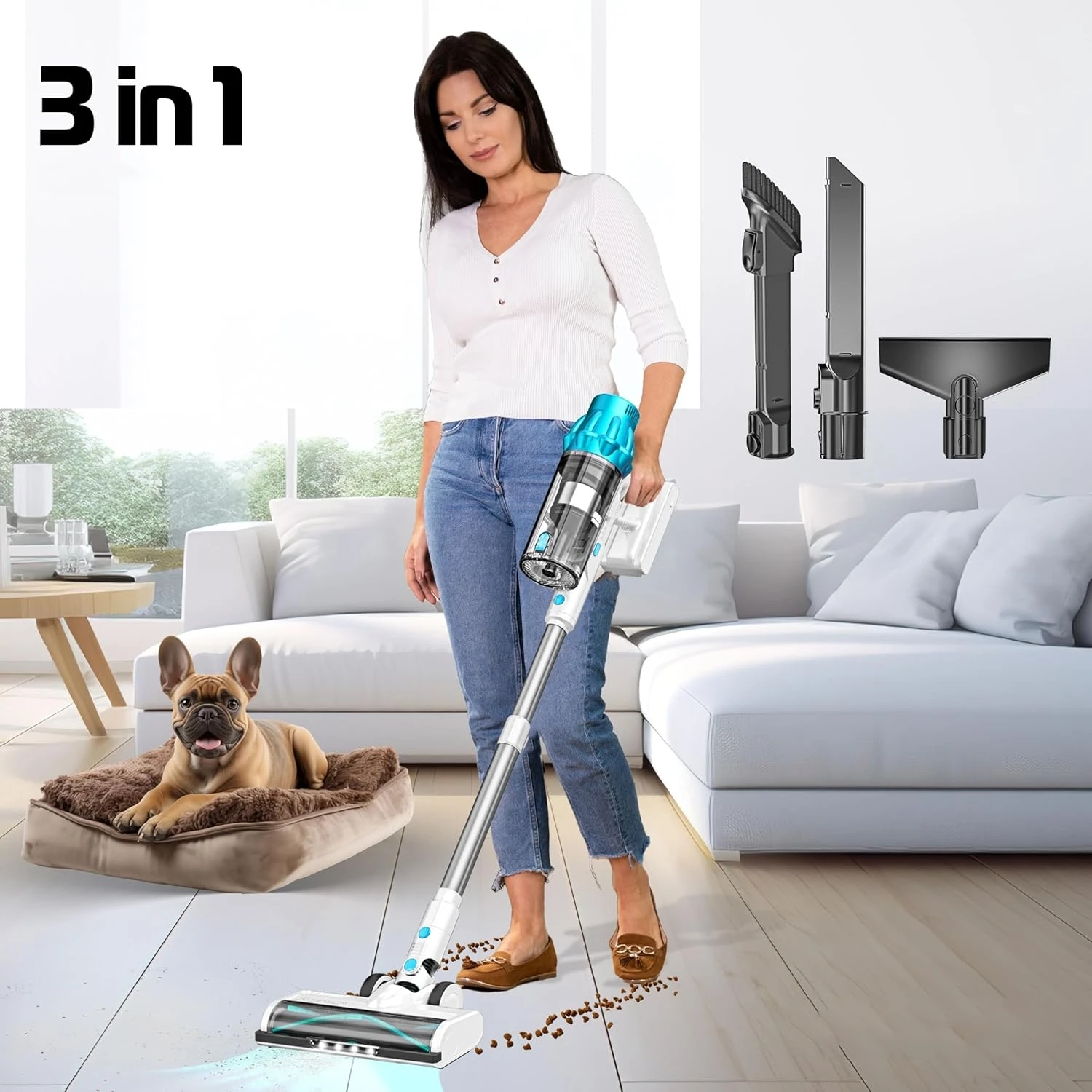 Vacuum Cleaner with High Quality, Factory Manufacturer Customization A34D, 400W, Strong Suction, Sky Blue-white Colour