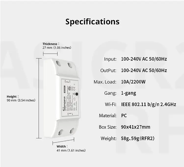 電気スイッチ90-250V10AWifiライトWifiスマートスイッチSonoff Basic