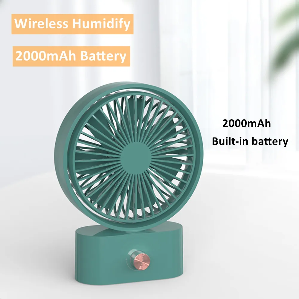 2000mAh Battery Portable Mini Fan Table Desktop Shaking Head USB Rechargeable Air Cooler Fan for Home Office Room